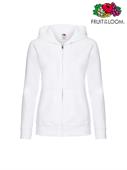 FELPA DONNA PREMIUM ZIP E CAPPUCCIO BIANCA