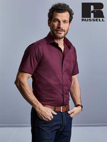 CAMICIA UOMO COTONE ATTILLATA MANICA CORTA